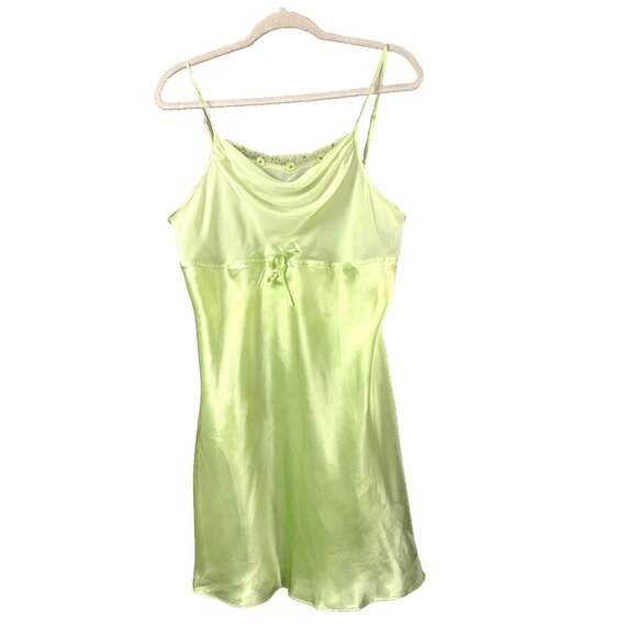 Fairycore Pixie Lime Green Sheer Slip Dress M Y2K Tinkerbell Lingerie Dreamy - Picture 1 of 11